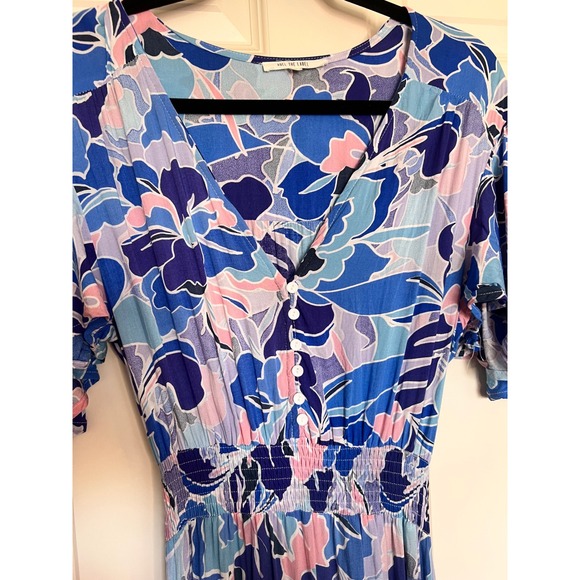 ABEL THE LABEL Anthropology Floral Boho Summer Maxi Dress Blue Size Small - Picture 2 of 5
